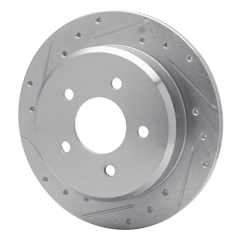 Ford Crown Victoria Brake Rotor (1) - Rear Left - R1 Concepts - Drilled & Slotted - Silver - `96-`02